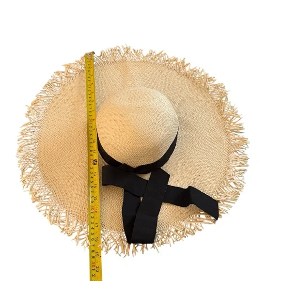 J. Crew Tan and Black Fringed Sun Hat